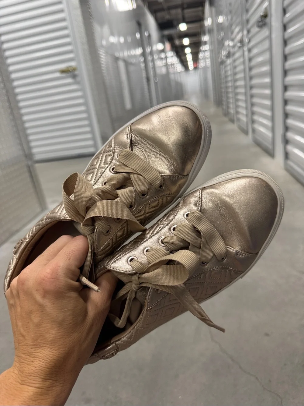 Tory Burch Gold Marion Metallic Sneaker, 7.5